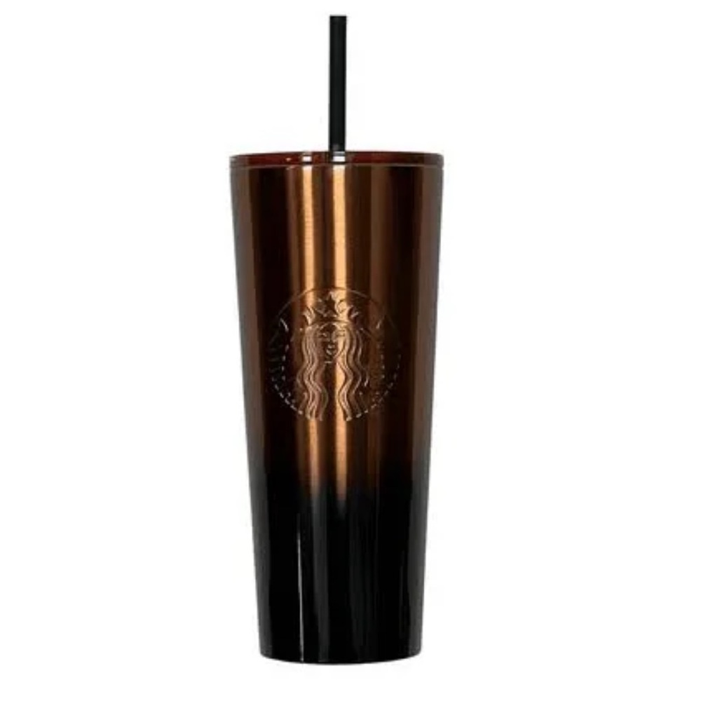Starbucks 2024 Metallic Gold, Dark Green Gradient Ombre Tumbler - NWT